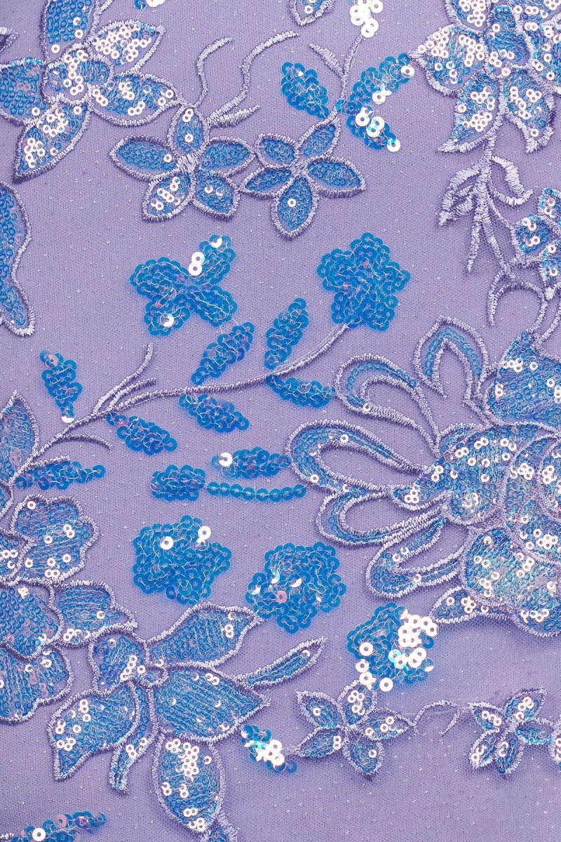 Lavender Strapless Mermaid Sequined Lace Long Prom Dresses With Slit