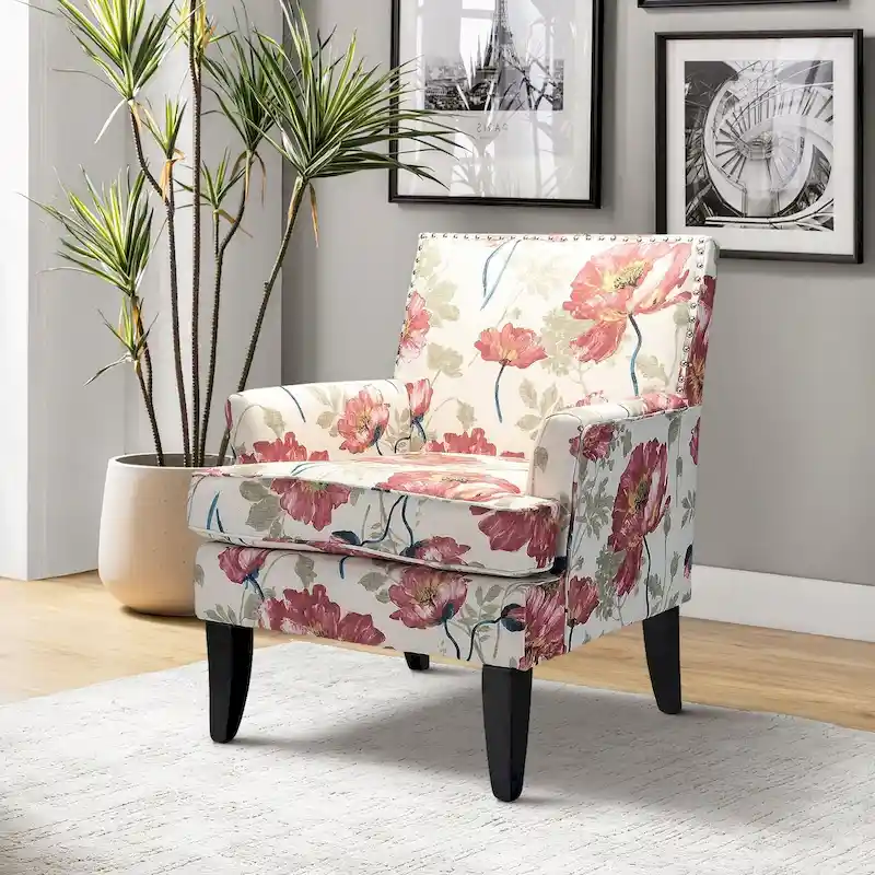 French Country Armchair – Multi-Color, Nailhead Trim, Single Seat