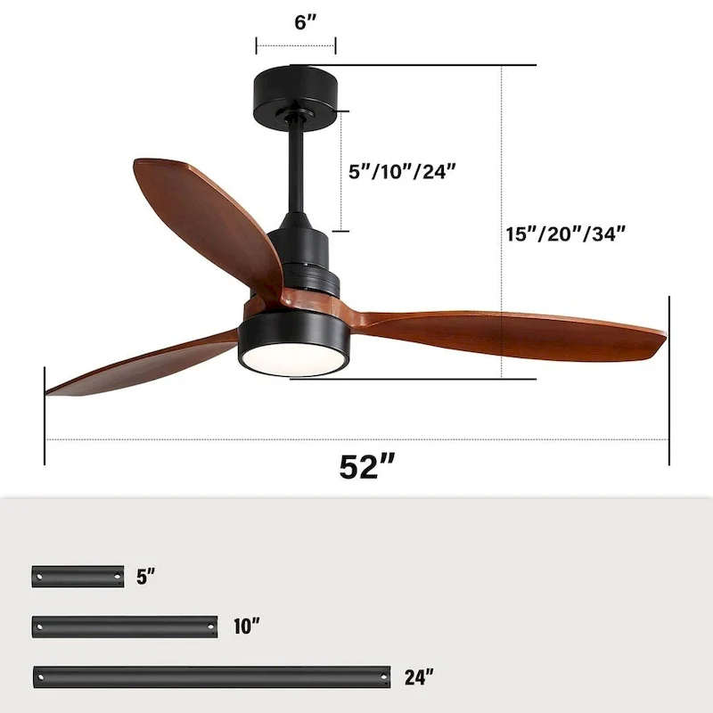 52  Low Profile Ceiling Fan with Light and Remote Control