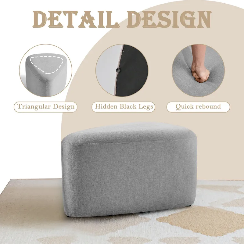 Triangular Chenille Fabric Pouf Ottoman