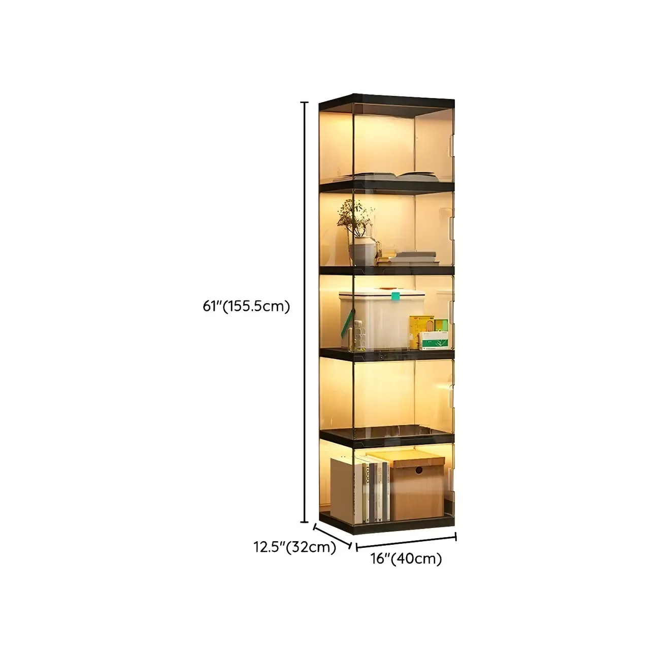 Modern Acrylic 5-Tier Lighted Display Bookcase