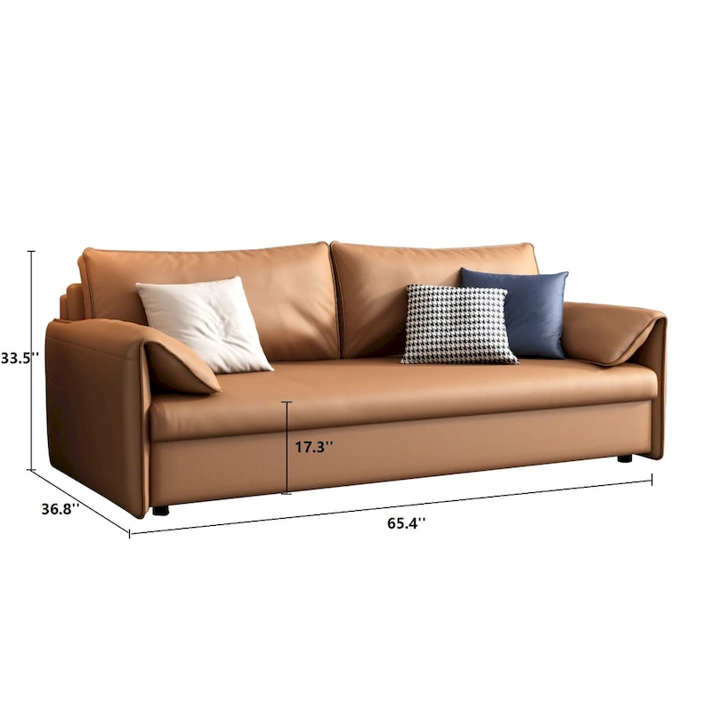 JASIWAY 65.4  Vegan Leather Sofa Bed Sleeper Sofa
