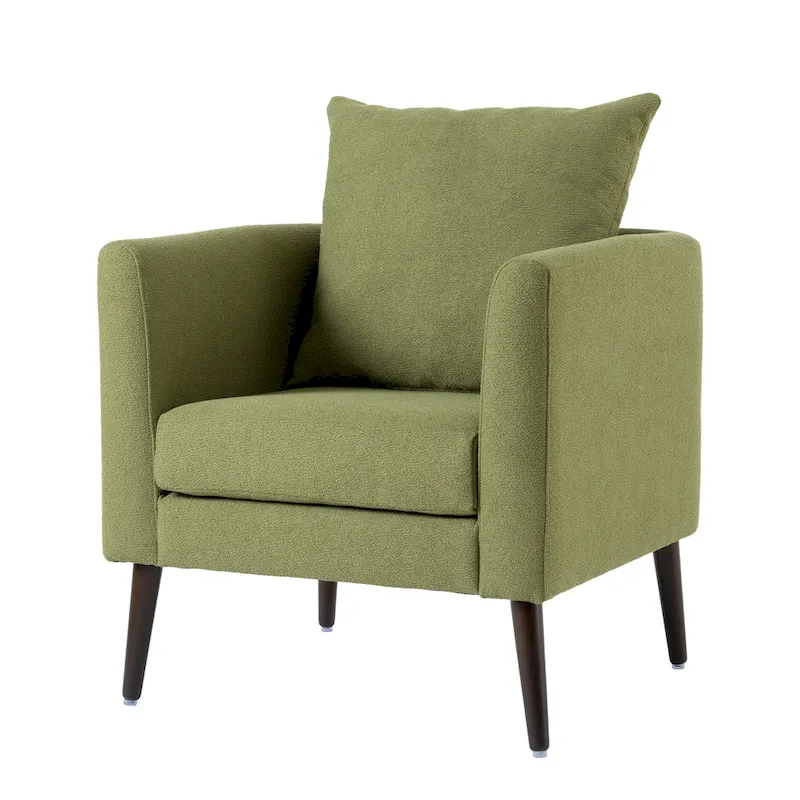 Modern 26.77 Upholstered Arm Chair with Solid Wood Legs and Waist Pillow