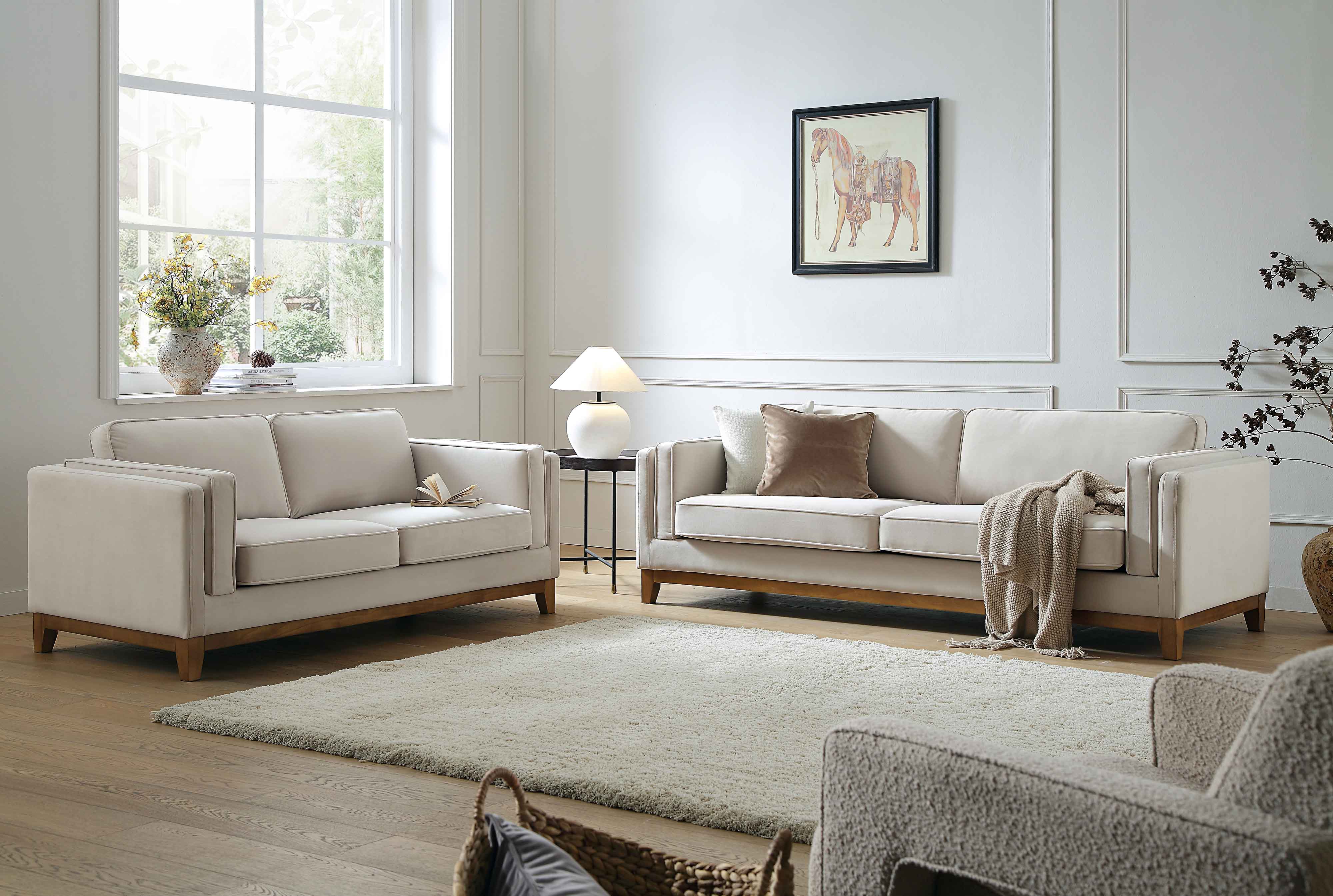 Champagne Velvet Sofa, 2-Seater