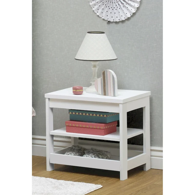 White Classic Single-Drawer Kids Nightstand