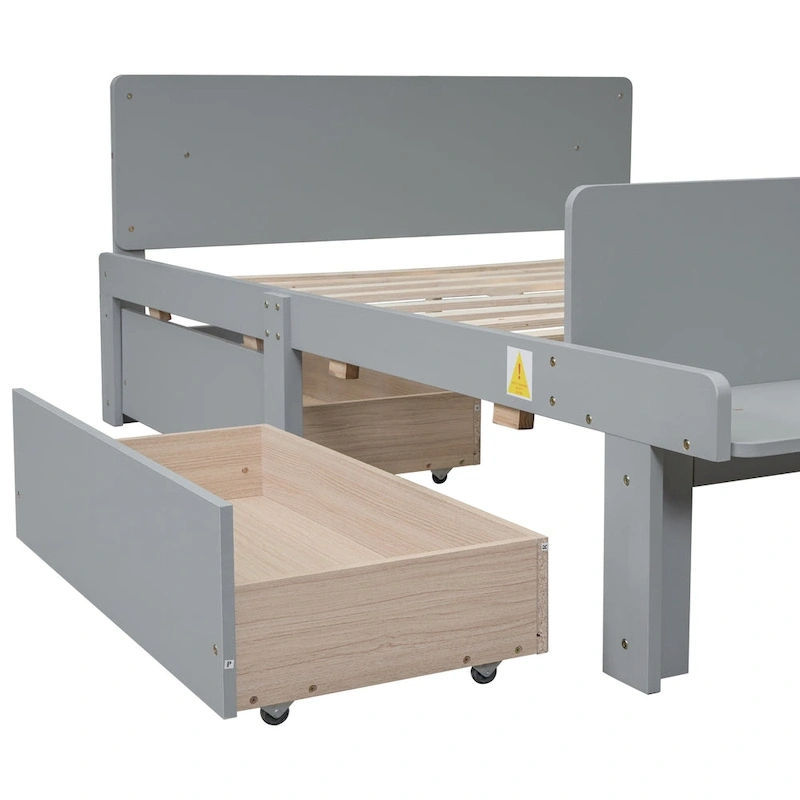 Full Bed with Footboard Bench,2 drawers