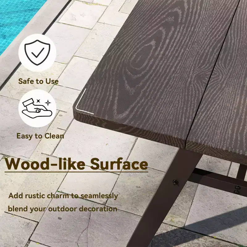 Costway 59 x 29.5 Rectangle Rustproof Patio Dining Table w/ 1.93 Umbrella Hole
