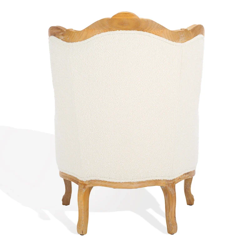 SAFAVIEH Couture Kali Oak Natural Linen Wing Chair - 34Wx34Dx40H