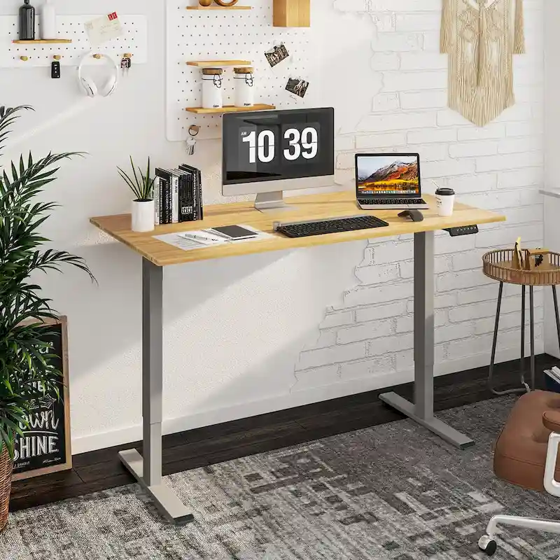 Bamboo Electric Height Adjustable Standing Desk - Single User