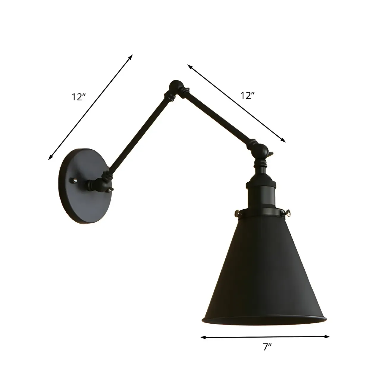 Industrial Metal Cone Swing Arm Wall Light