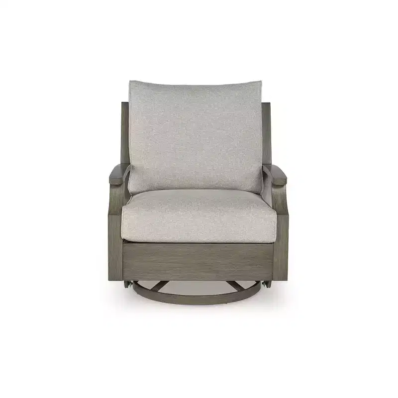 Signature Design by Ashley Rainier Ranch Outdoor Swivel Glider Chair with All Weather Foam Cushions, Beige (1 Chair Only)