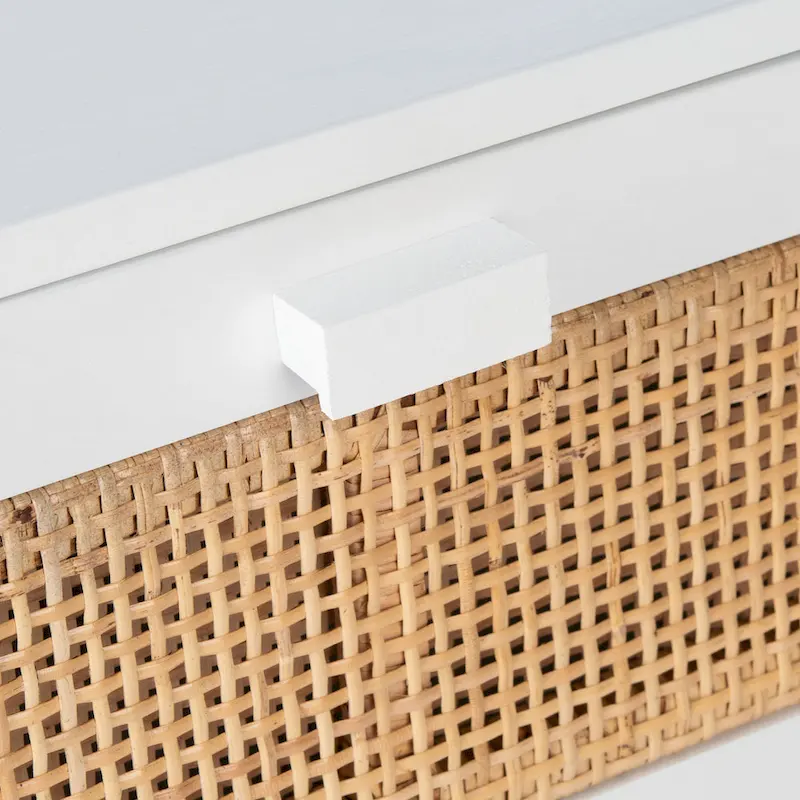 Natural / Black / White Rattan 2-Drawer Nightstand
