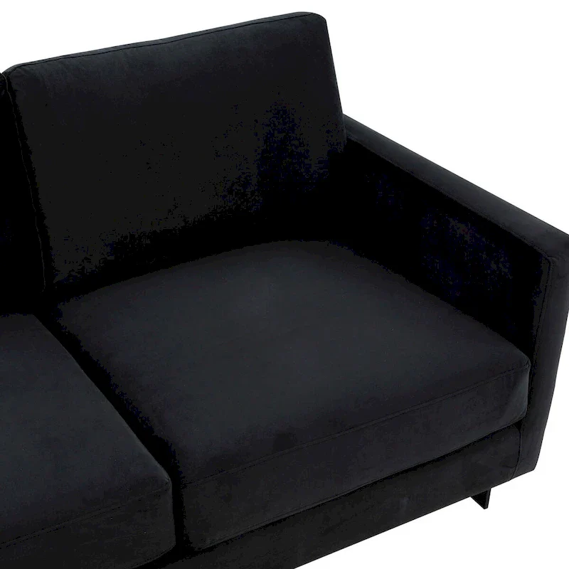Leisuremod Lincoln 3-Seater Upholstered Velvet Sofa with Black Stainless-Steel Base