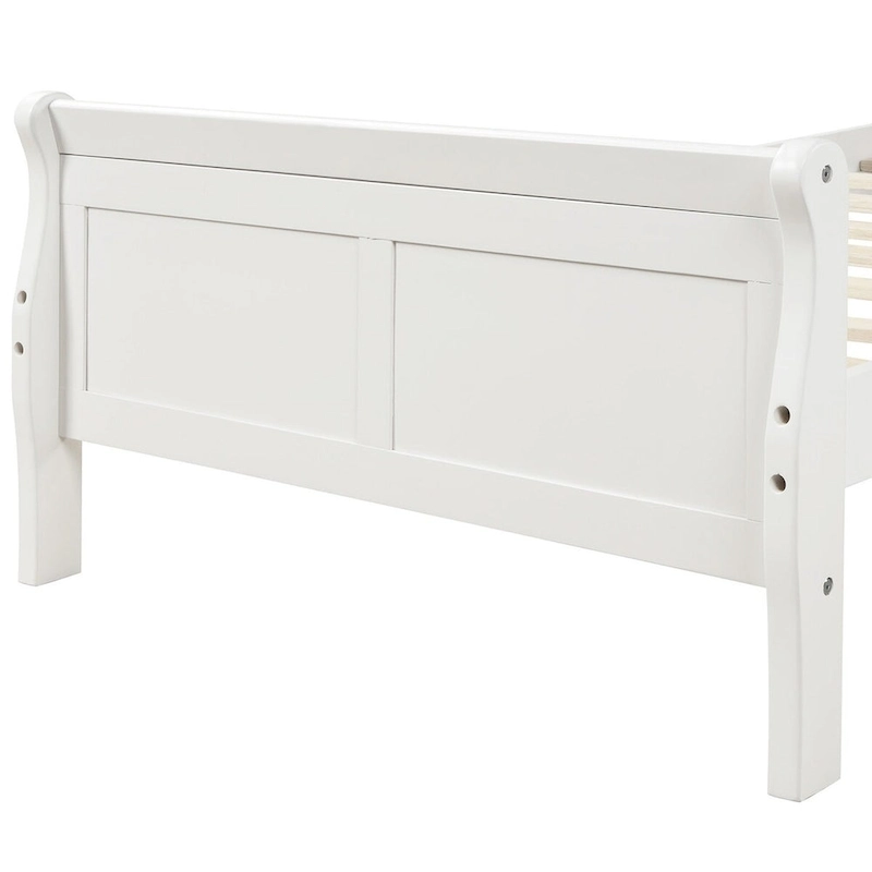 Twin/Full/Queen Wood Frame Sleigh Bed with Footboard