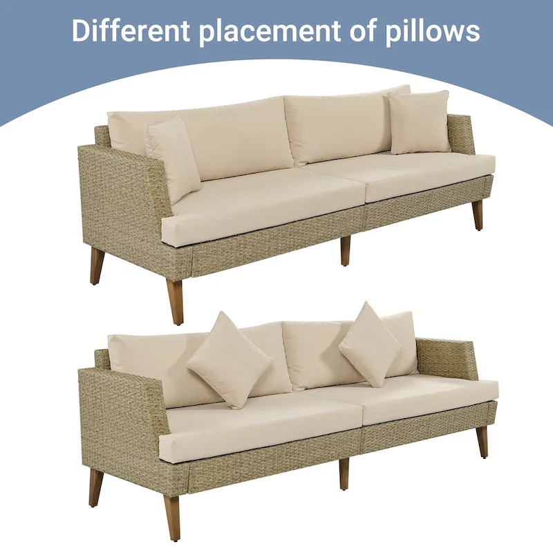 6-Pieces All Weather PE Wicker Sofa Set with Double Cushions