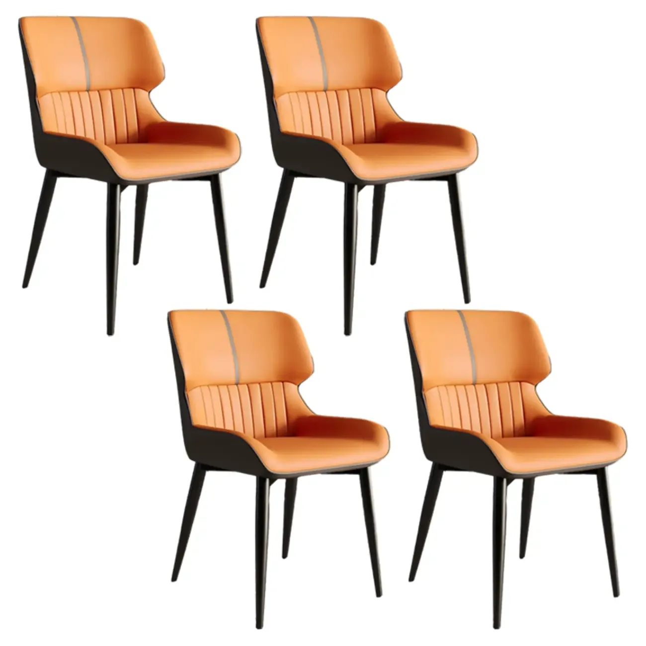 Leather Low Solid Back Armless Dining Side Chair