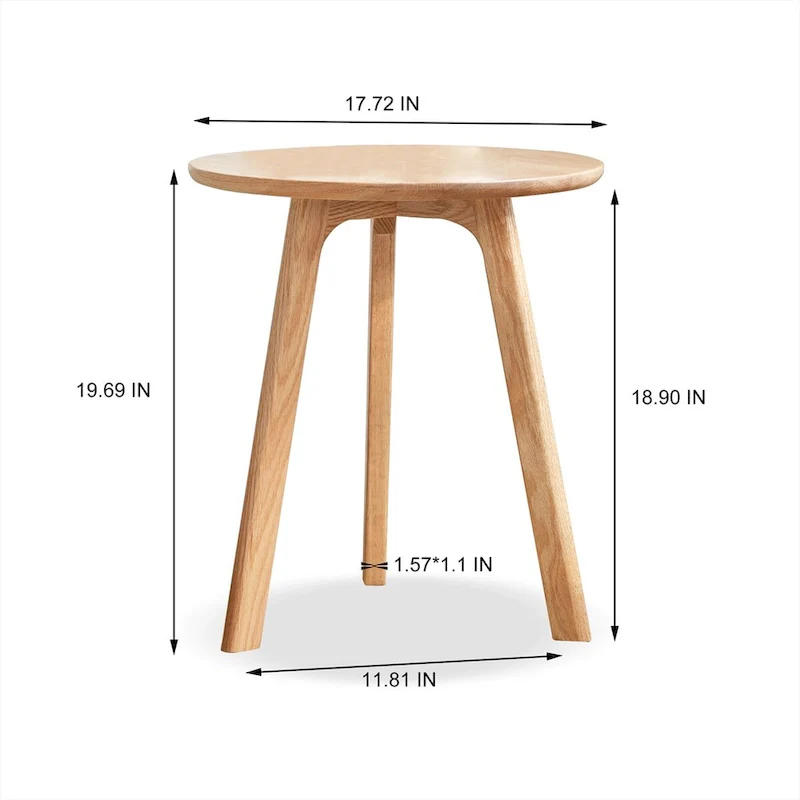 Oak Round Solid Wood End Table