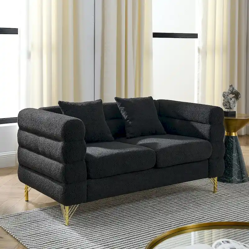 2-Seater Loveseat Sofa with 2 Throw Pillows