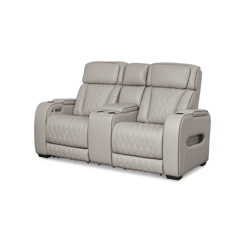 Signature Design by Ashley Boyington Gray Power Reclining Loveseat with Console - 75W x 40D x 44H