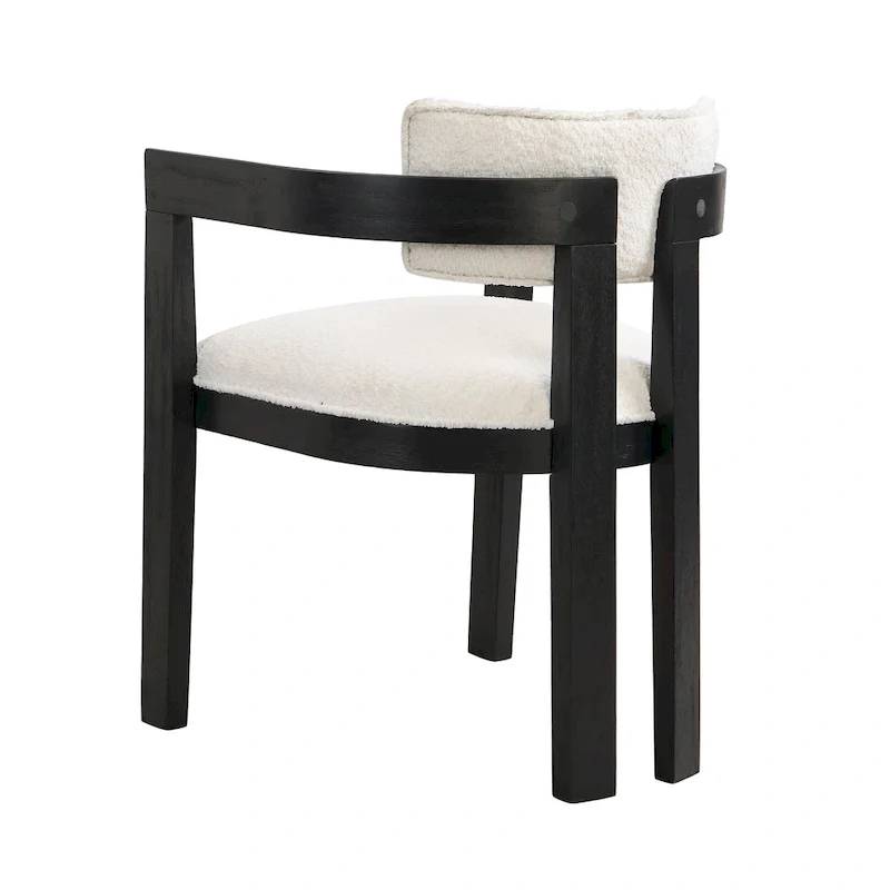 Bouclé Fabric Dining Chair with Armrests – Black & Beige / Light Ash & Beige / Walnut & Beige, Modern Style, Single