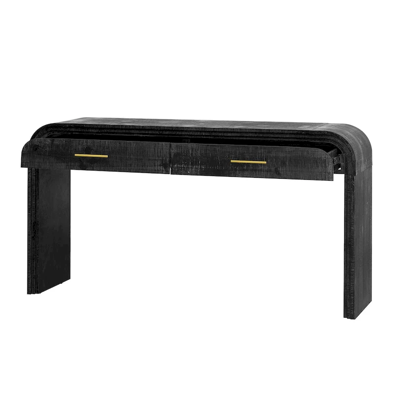 Retro Fluted Console Table with Hidden Drawers – Vintage Entryway Desk