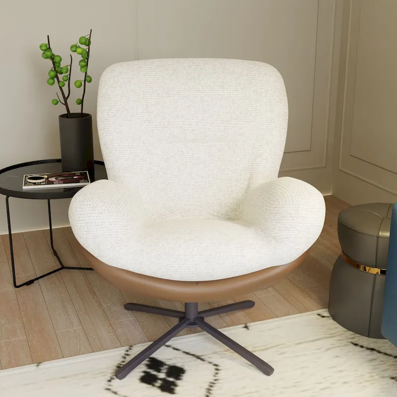 Swivel Accent Chair,Lounge Chair with Metal Base Frame,Comfy Single Leisure Sofa Chair Reading Chair with 360 Degree Swiveling