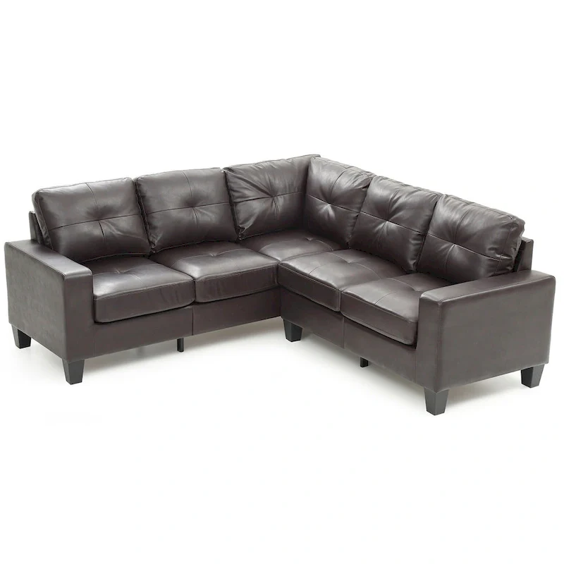 Newbury 82 in. W 2-piece Faux Leather L Shape Sectional Sofa - 32 L x 82 W x 35 H