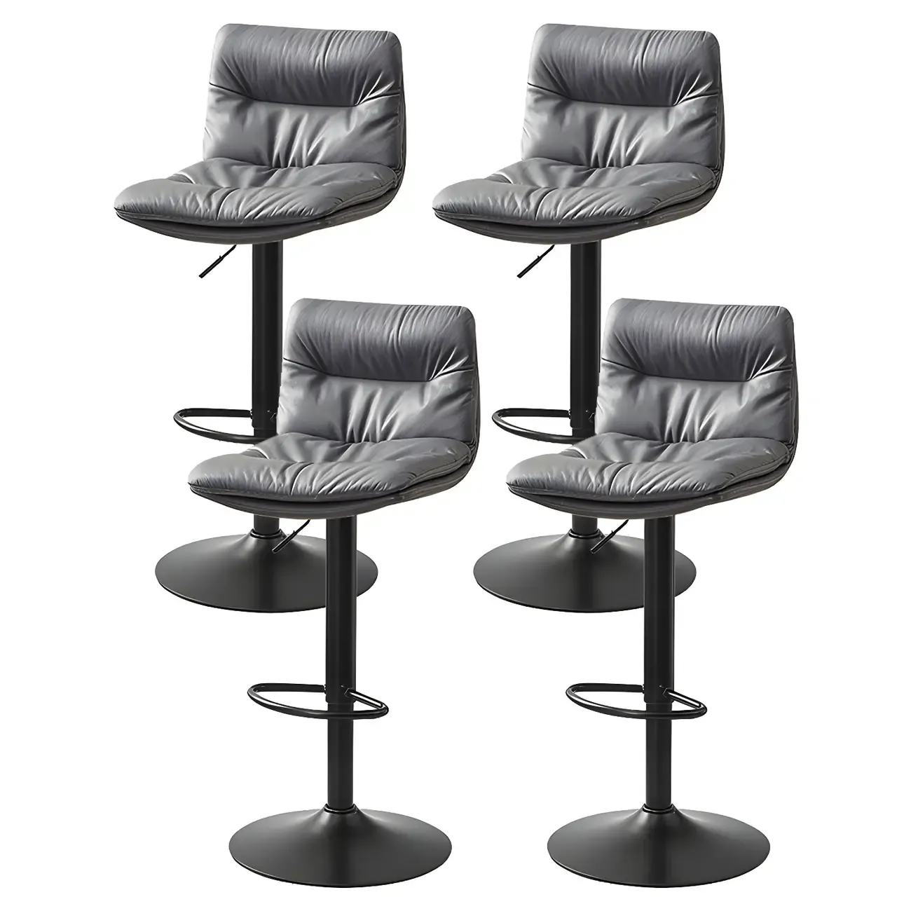 Modern Leather Saddle Swivel Adjustable Bar Stool