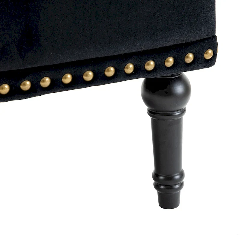 Velvet Button Tufted Accent Chair with Nailhead Trim