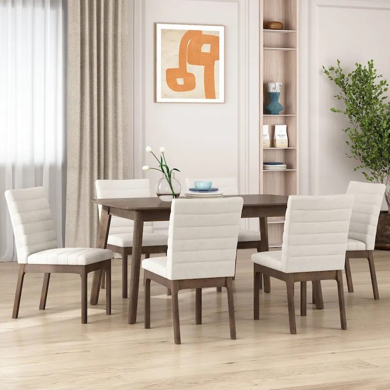Quilted upholstered dining chairs (of 6).