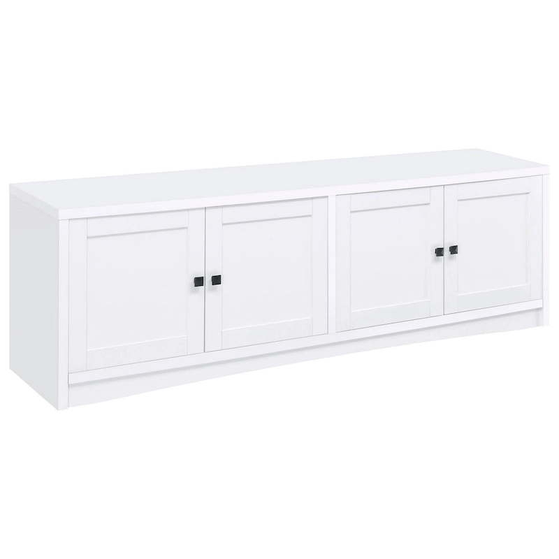 Donna TV Stand Media Cabinet with 4 Doors, White Melamine 78 Inch