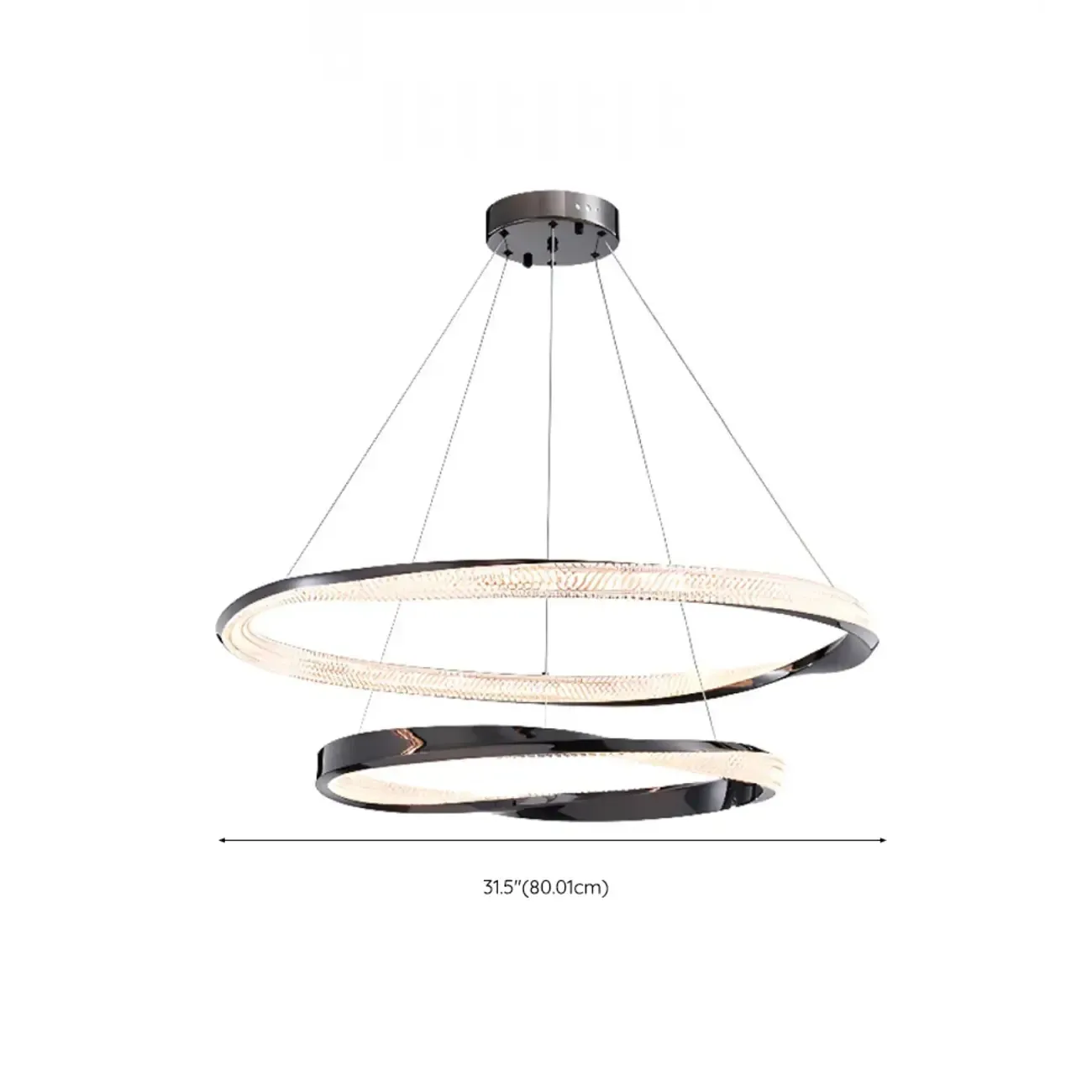 Modern LED Stylish Metal Black Circle Ring Chandelier