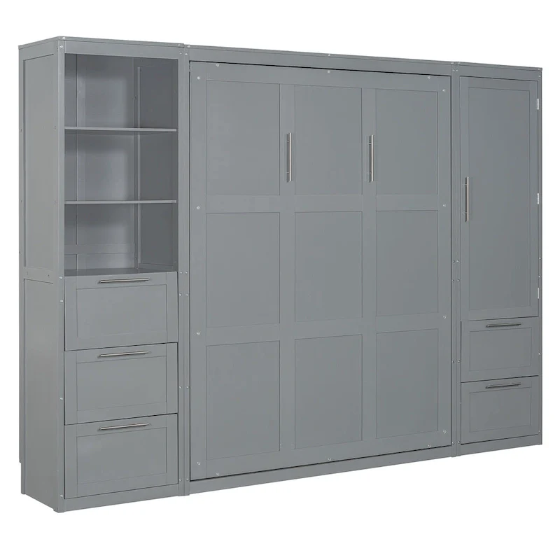 Modern Queen Murphy Bed with Closet and Drawers