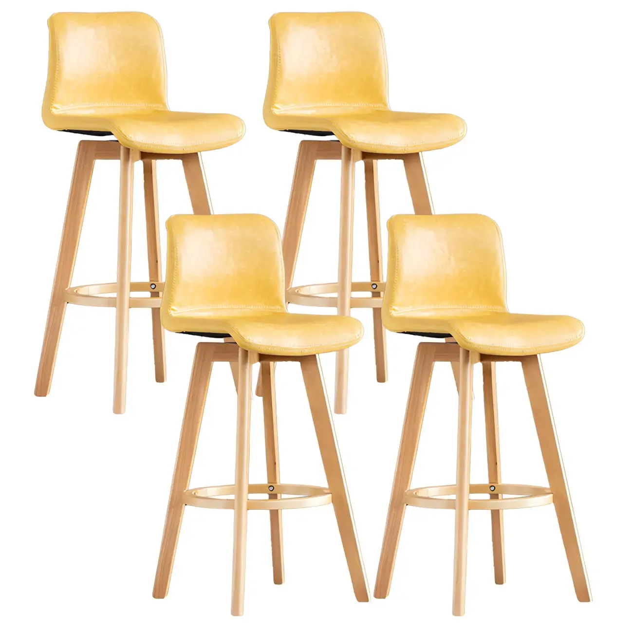 Mid-Century Distressed Leather Swivel Bar Stool with Back