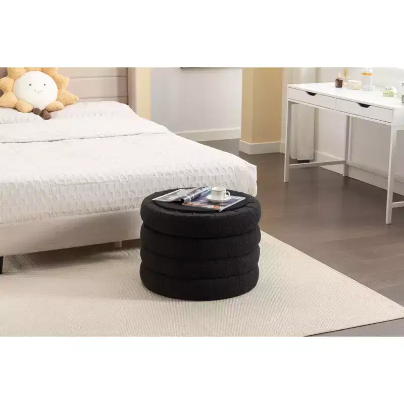 TUYOHW 16 On-Trend Storage Ottoman Layered Soft Velvet/Boucle,Upholstered Footstool,Foam Fillied Ottoman Stool for Living Room,250lbs Capacity