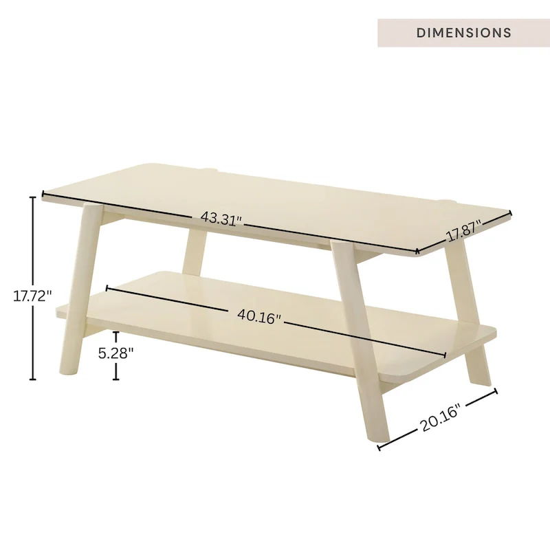 Mid-Century Modern Wood Shelf Coffee Table