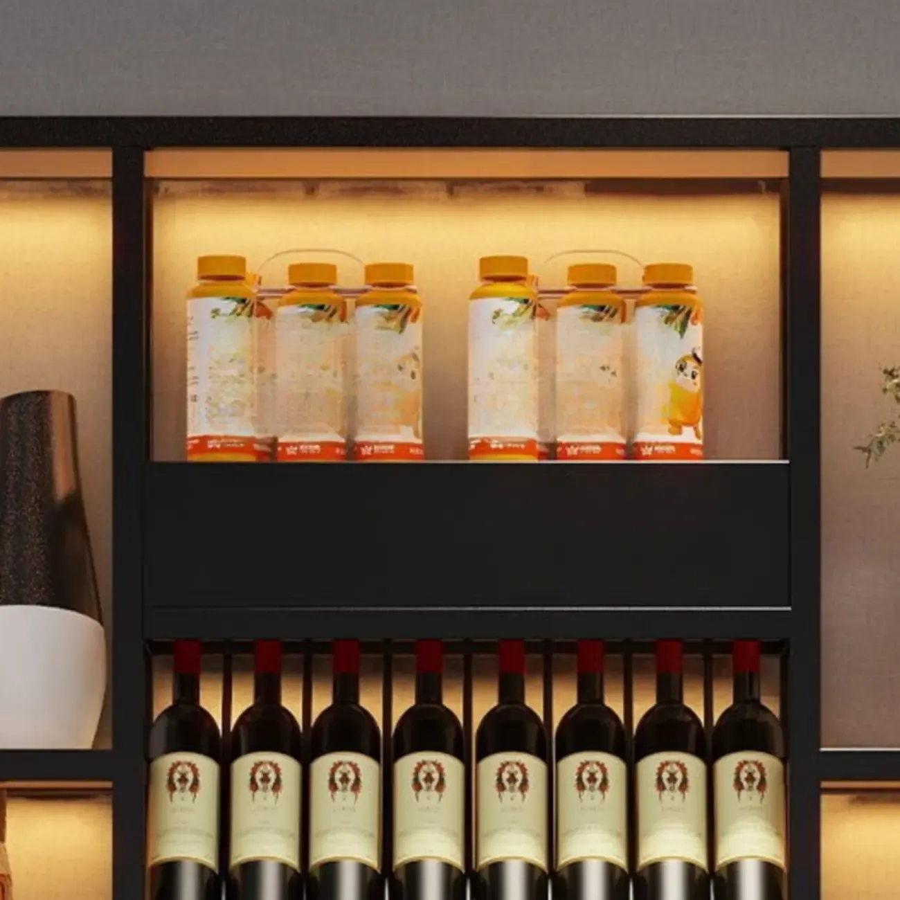 Wall-Mounted Metal Industrial Display Wine Rack