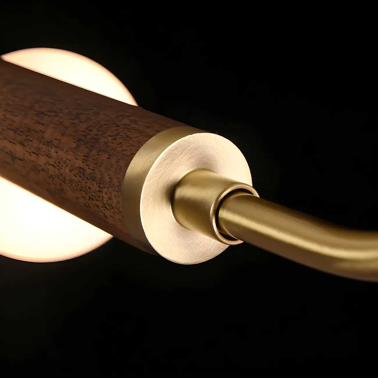 Modern Brass Wood Linear Island Pendant Light