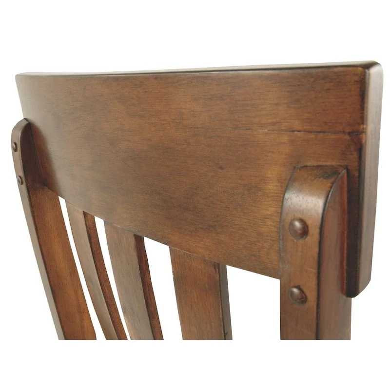 Brown Faux Leather Dining Chair, Rustic Style, Set of 2