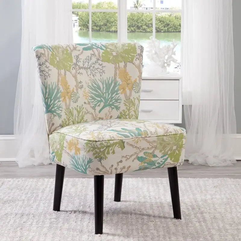 Armless Accent Side Chair with Solid Wood Legs, Espresso Finish