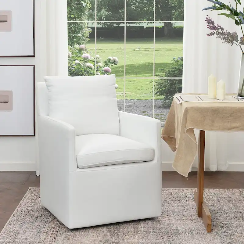 Performance Fabric Upholstered Rolling Dining Armchair