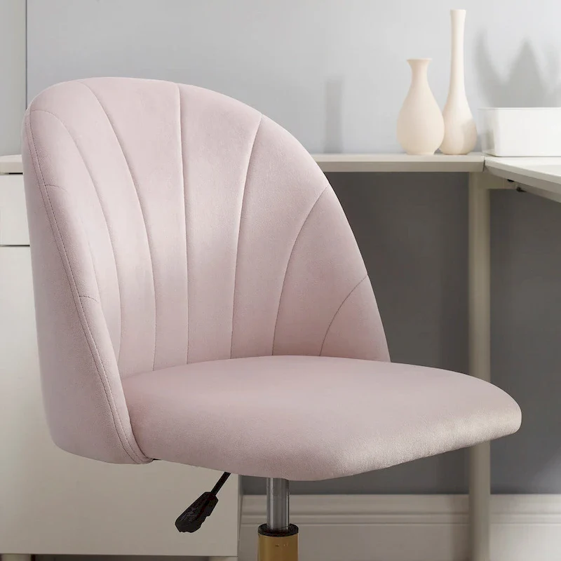 Aubrie Velvet Curved Swivel Desk Chair