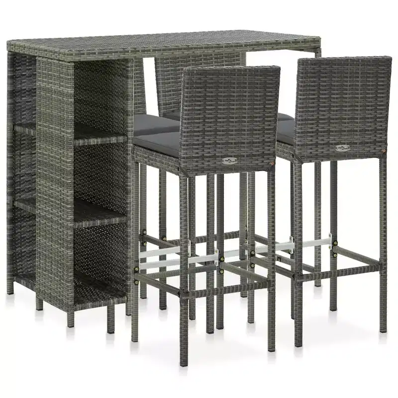 vidaXL Garden Bar Set Poly rattan Medium Removable Covers