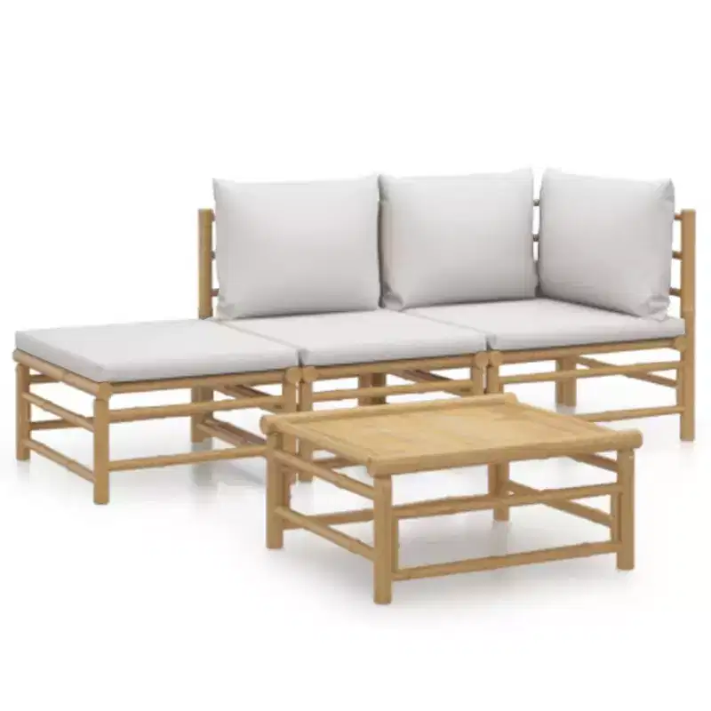 vidaXL Garden Lounge Set, Bamboo Bamboo, Fabric (100% polyester)