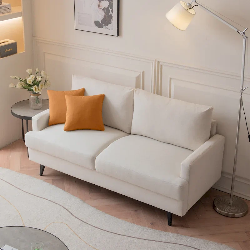 Multi-Color Linen Fabric Loveseat Sofa with Metal Legs – 2-Seat