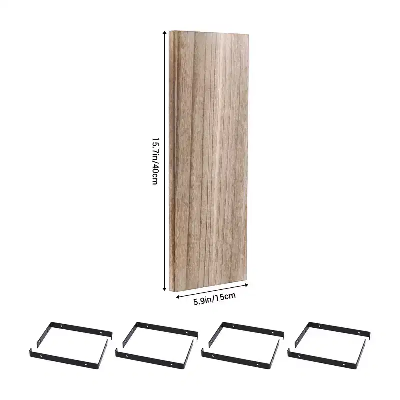 Unique Bargains Bedroom Living Room Bathroom Kitchen Wall Mounted Wood Floating Shelves 4 Pcs
