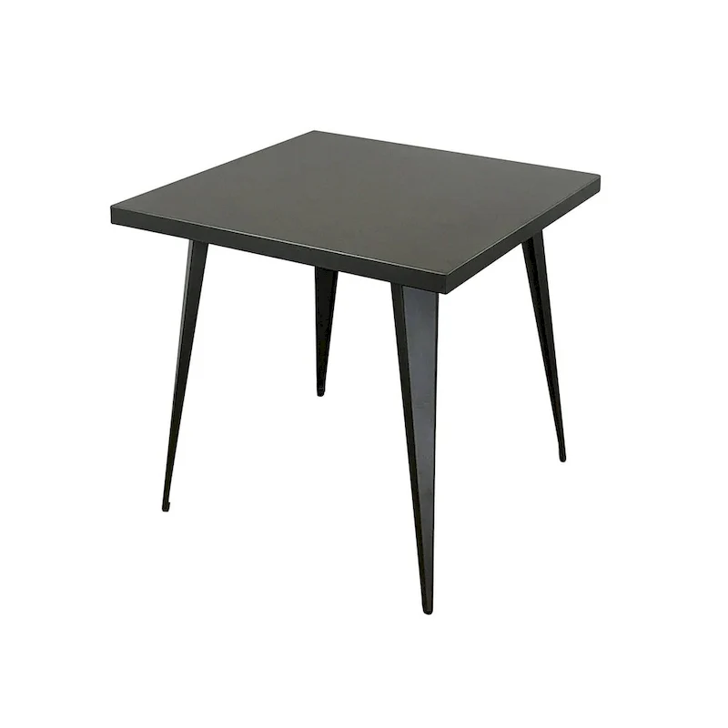 Square metal top dining table with metal legs