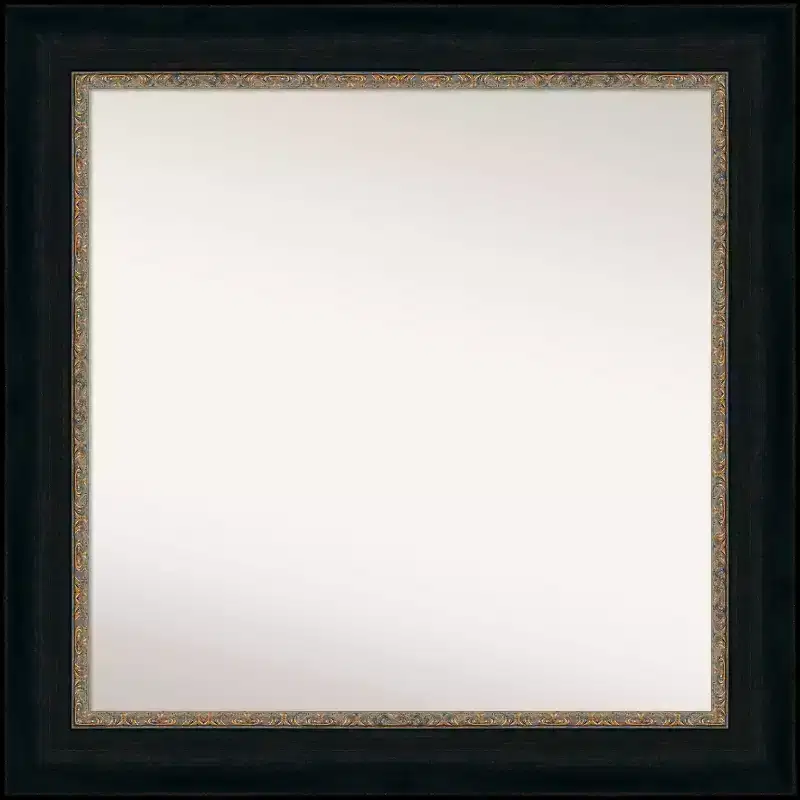 33" x 33" Non-Beveled Paragon Bathroom Wall Mirror Bronze - Amanti Art: Modern Square Vanity, Polystyrene Frame, Wall Mounted