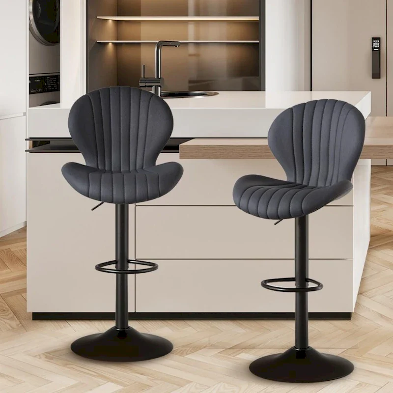 Modern Fabric Bar Stool with Iron Frame - 2 Pack