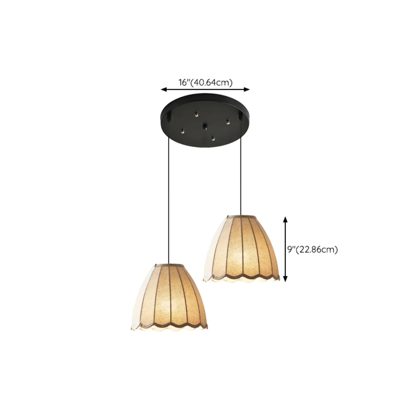 Beige Bell Shaped Fabric Pendant Light Hanging Fixture